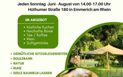 Gartencafé jeden Sonntag von Juni bis Ende August